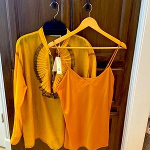 Beautiful Tory Burch festive blouse, gold, cotton/silk/poly blend, size 8 NWT